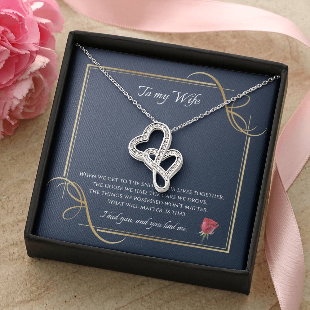 To My Wife  2 Double Hearts Necklace