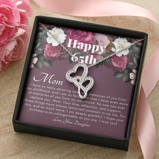 Mother's 65Th Birthday Gift  Gift For Mom On Her Birthday  Gift For Mom From Daughter  Mom Necklace  Best Mom Gift Mes 1 Double Hearts Necklace