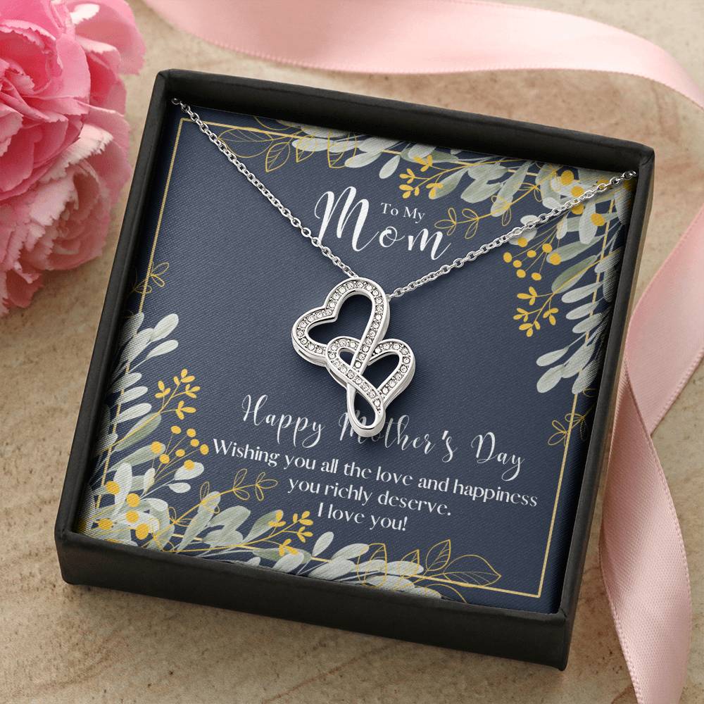 To My Mom Necklace  Mom Gift  Mother’S Day Gift  Birthday Gift  Gift From Daughter  Gift From Son  Mother's Day Gift F Double Hearts Necklace