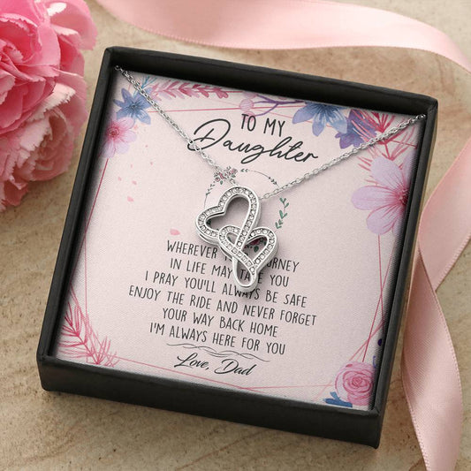 To My Daughter Necklace Christmas Gift From Dad - Forever Love Daughter Necklace On Christmas Day - Dad And Daughter N 1 Double Hearts Necklace