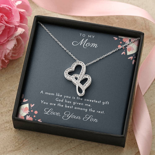The Best Among The Rest To Mom From Son  Double Hearts Necklace