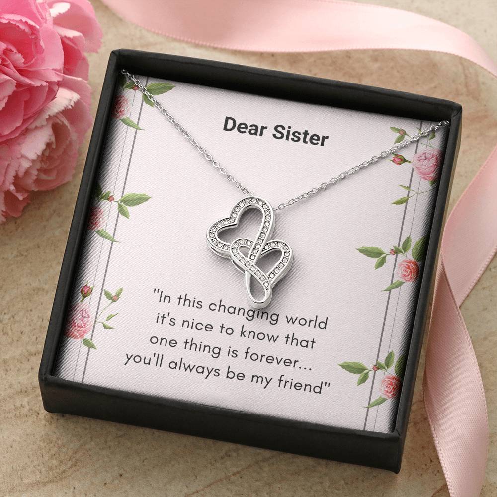 Personalised Gift For A Sister Big Sis Little Sis Gift Idea  Wedding Gift For Sister Birthday Gift Idea For Sister  Ch Double Hearts Necklace