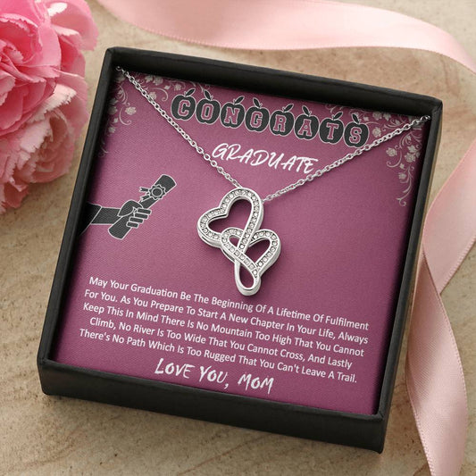 Graduation Gift For Daughter -  Double Hearts Necklace