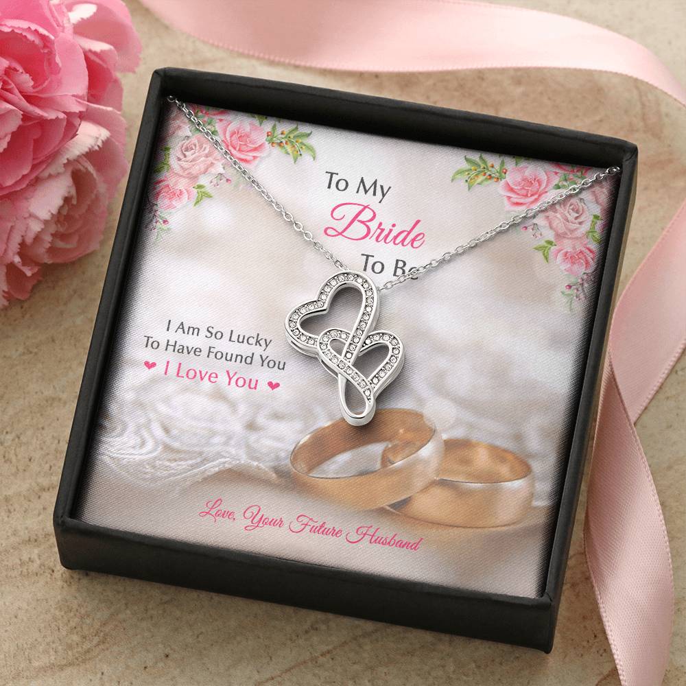 To My Bride To Be .... Double Heart Gold Rings Double Hearts Necklace