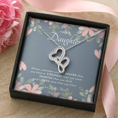 To My Daughter Always Remember Gift For Daughter From Mom Daughter Birthday Graduation Christmas Present Double Hearts Necklace