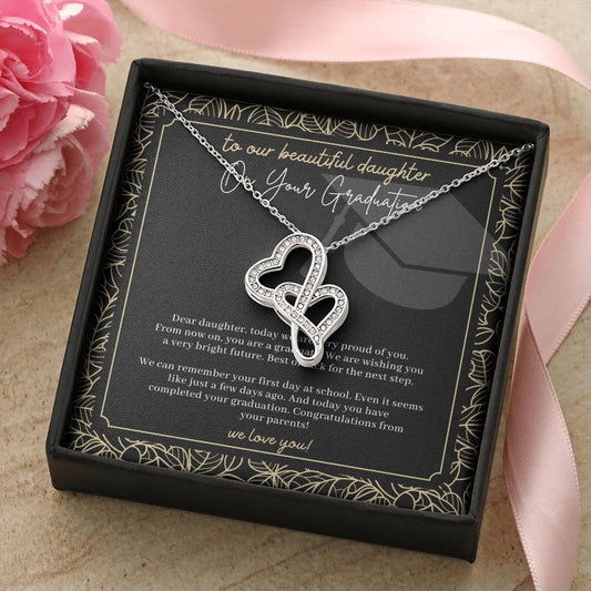 Graduation Daughter 2 Double Hearts Necklace