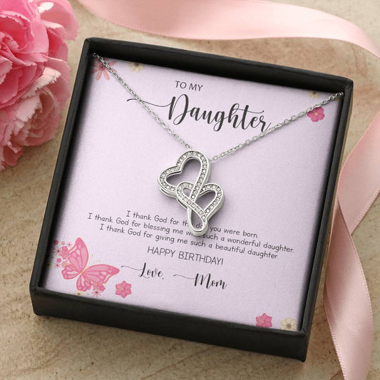 Daughter Gift - To My Daughter Necklace From Mom - To My Daughter Necklace - Gift For Daughter From Mom - Daughter's B Double Hearts Necklace