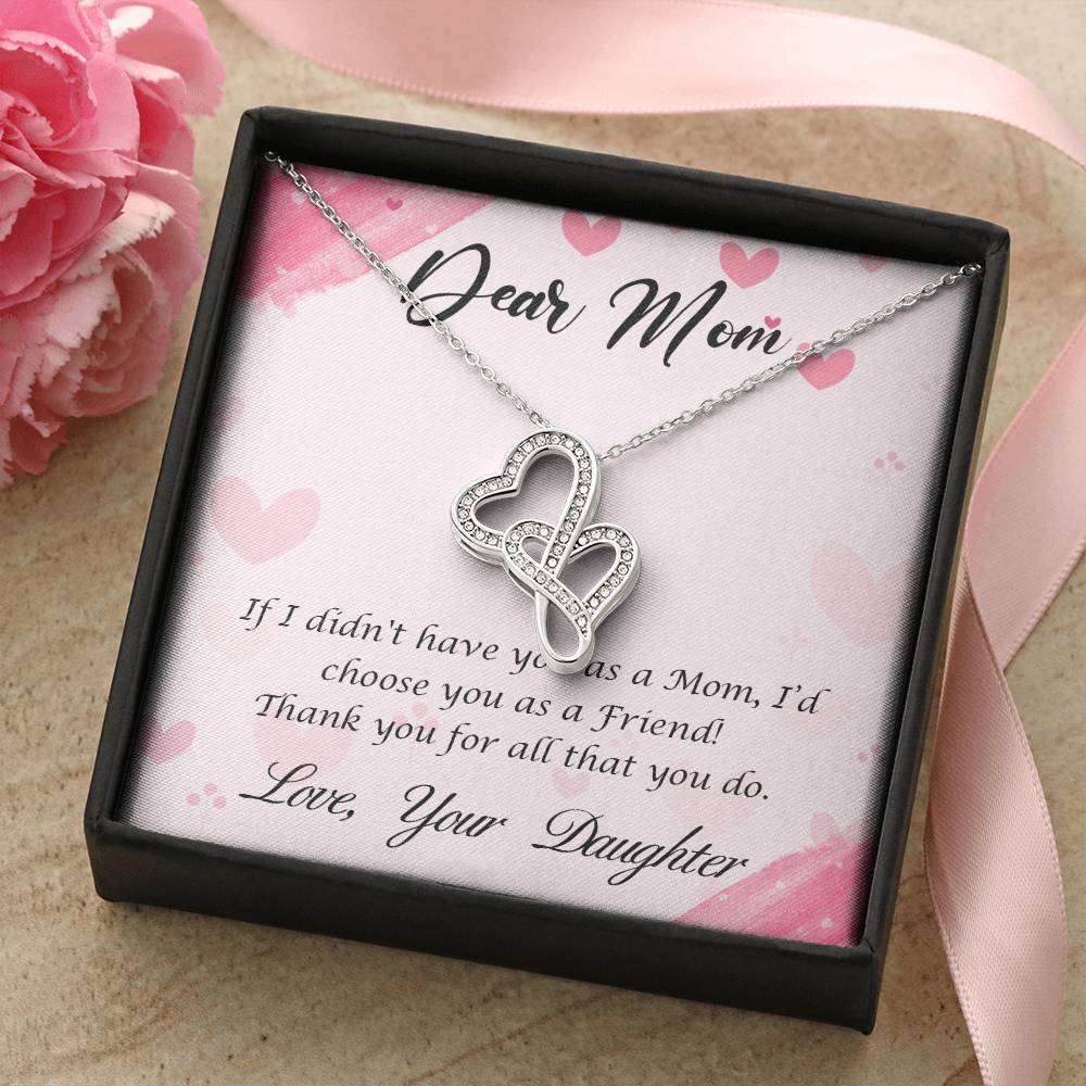 Perfect Gift For Mom - From Daughter -  Double Hearts Necklace
