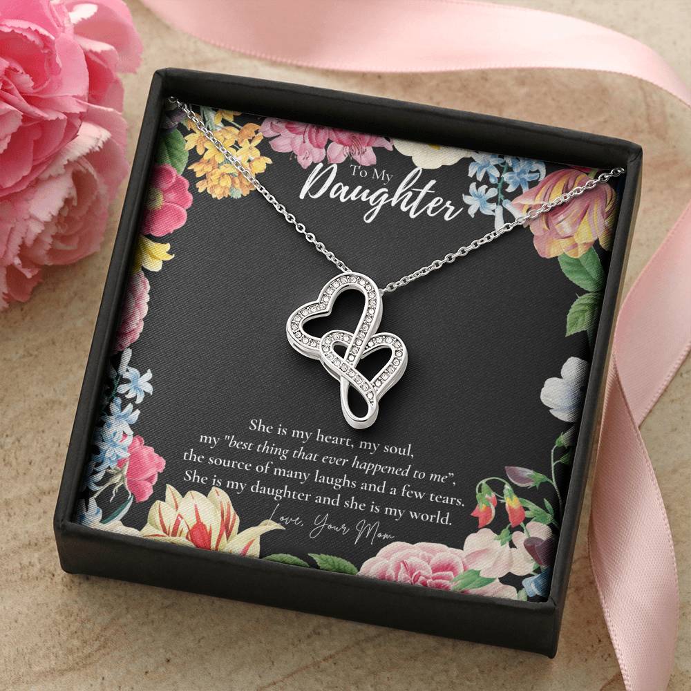 To Daughter From Mom Double Heart Necklace Gift Mom And Daughter No Matter Where You Go Gift From Mom Daughter Wedding Double Hearts Necklace