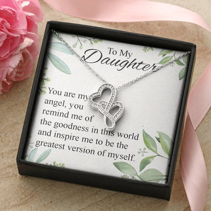 To Daughter From Dad 2 Double Heart Necklace Gift  - Mother And Daughter Necklace - Mom Gift - Mother Jewelry - Daught 1 Double Hearts Necklace