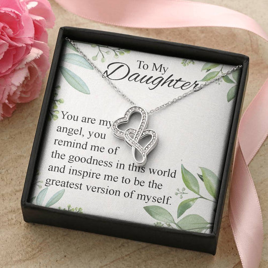 To Daughter From Dad 2 Double Heart Necklace Gift  - Mother And Daughter Necklace - Mom Gift - Mother Jewelry - Daught 1 Double Hearts Necklace