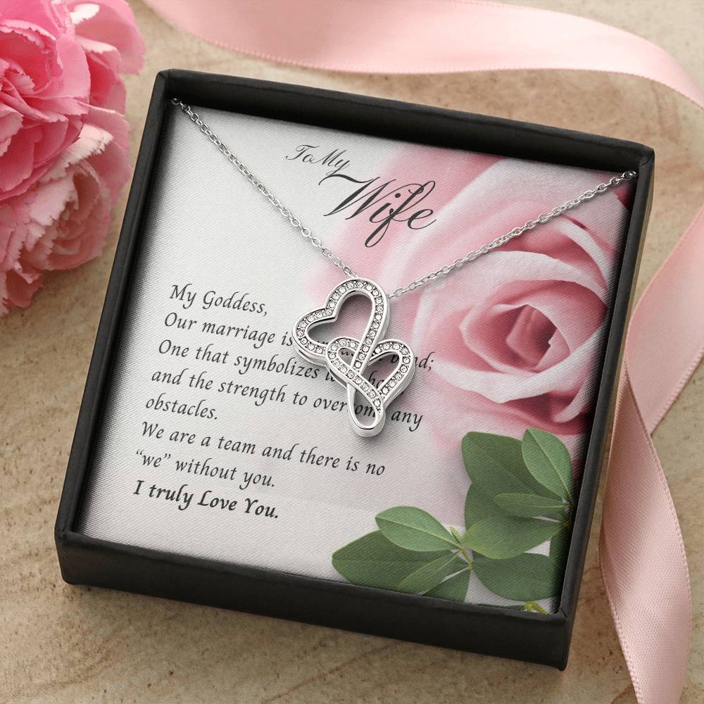 To My Wife Necklace Double Hearts Love Birthday Anniversary Christmas Gift Double Hearts Necklace