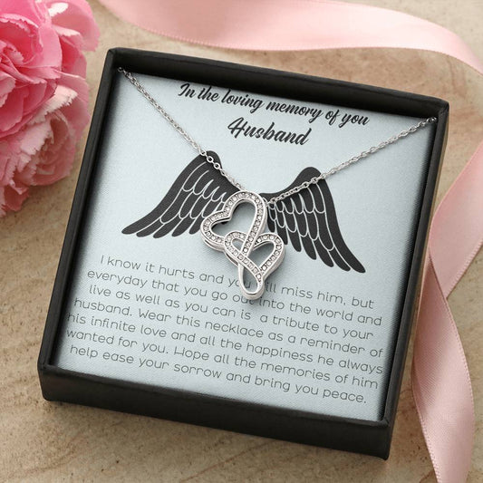 In The Loving Memory Of Your Husband Double Hearts Necklace