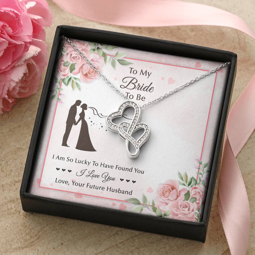 To My Bride To Be... Double Heart Design Double Hearts Necklace