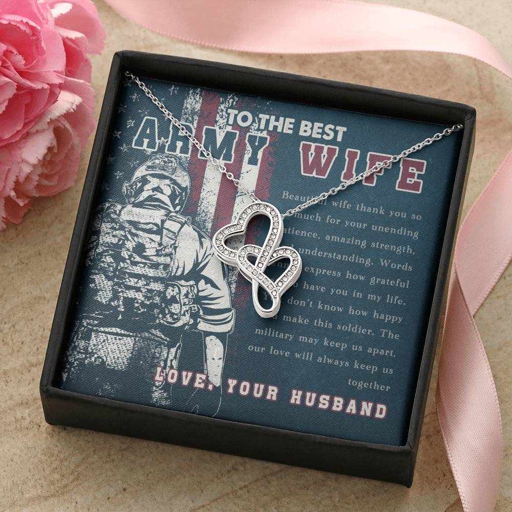 To The Best Army Wife - Double Hearts 1 Double Hearts Necklace