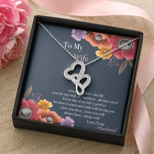 To My Wife Necklace Anniversary Gift For Wife Gift For Wife Necklace For Wife Birthday Gift For Wife Gift For Wife Bir Double Hearts Necklace