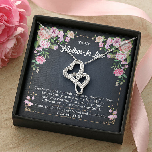 To Mother-In-Law - Mother's Day -  Double Hearts Necklace