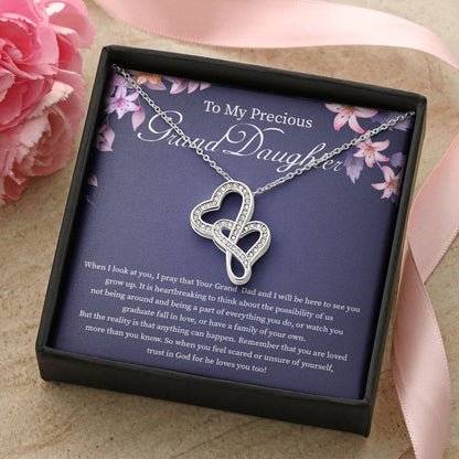 To My Precious Granddaughter Necklace Double Hearts Necklace