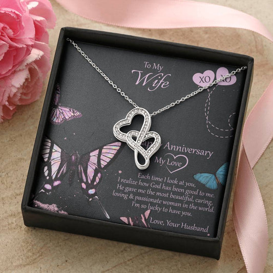 Special And Unique Gift For Wife Double Hearts Necklace