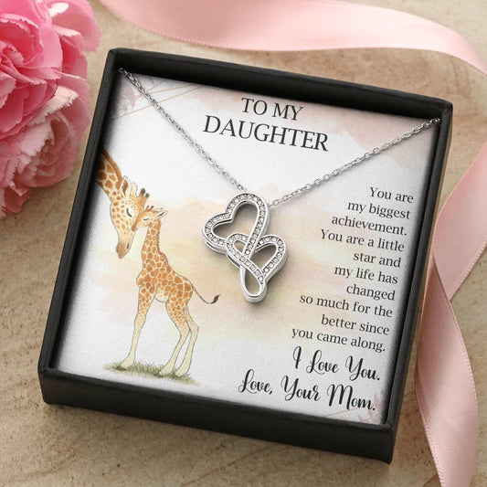 Mom To Daughter Alluring Beauty Necklace Gift - A Mother's Treasure - Giraffe Necklace - Giraffe Necklace For Mom - Mo 1 Double Hearts Necklace