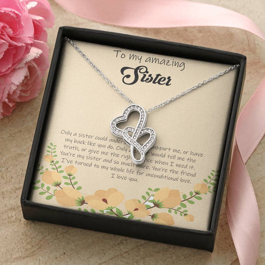 To My Amazing Sister - Yellow Double Hearts Necklace