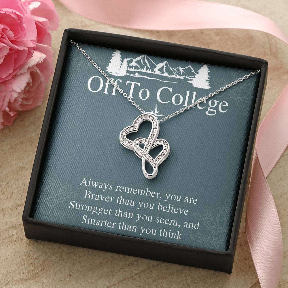 Graduation Gift Necklace For Girls - Graduate Gift Jewelry -  College - High School - Elementary School - Senior Gradu 1 Double Hearts Necklace