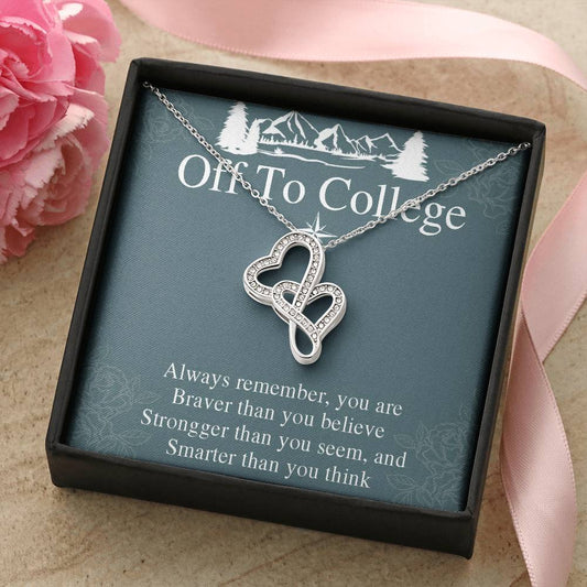Graduation Gift Necklace For Girls - Graduate Gift Jewelry -  College - High School - Elementary School - Senior Gradu 1 Double Hearts Necklace