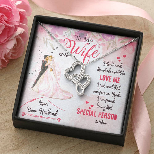 To My Wife Necklace Gift Anniversary Gift Gifts For Her Christmas Gift For Wife Birthday Gift G Double Hearts Necklace