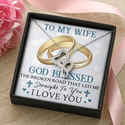 To My Wife Double Hearts Necklace