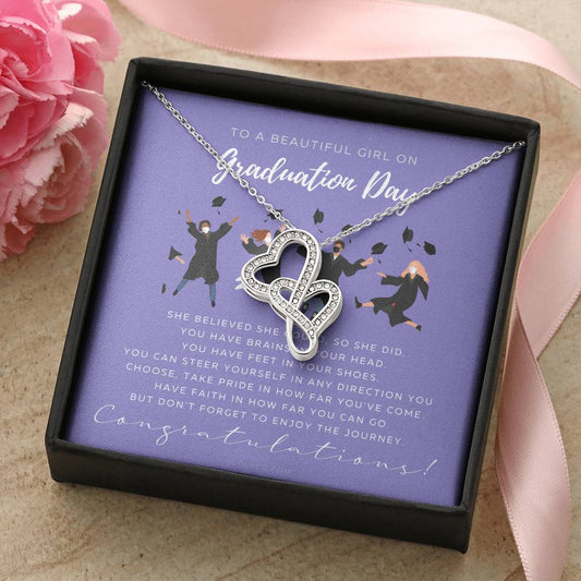 Graduation Gift Necklace For Daughter Graduation Gift For Her College Graduation Gift For Her High School Senior Gradu 1 Double Hearts Necklace
