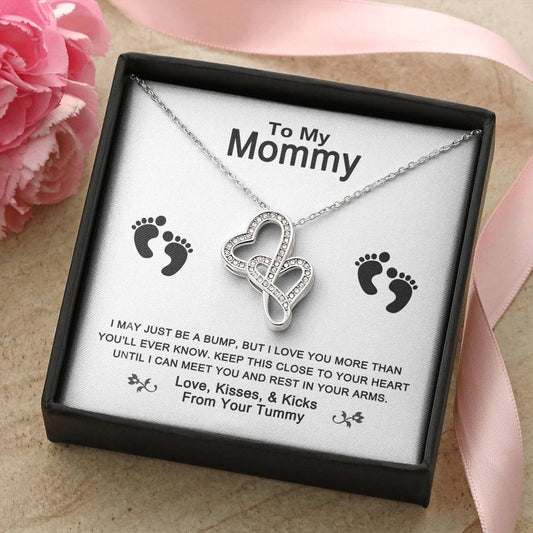 To My Mommy Necklace - Mommy Gifts From Baby Mother's Day Gift From Husband Mother's Day Gift From Baby Bump Mommy Gif Double Hearts Necklace