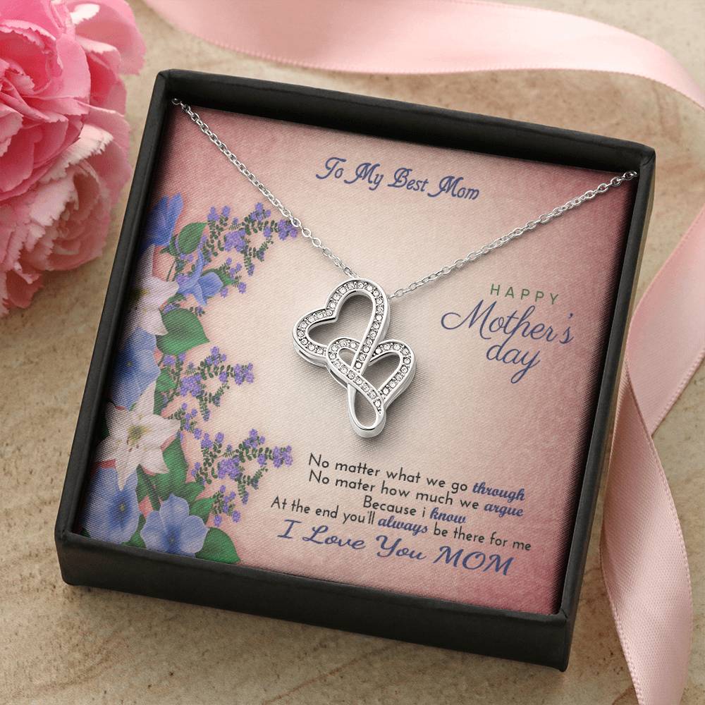 To My Best Mom  Happy Mother's Day Double Hearts Necklace