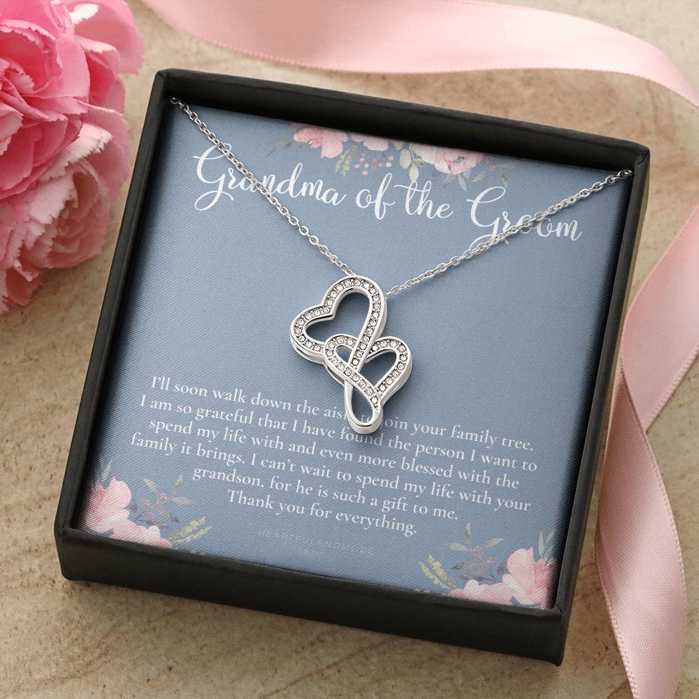 Grandmother Of The Groom Gift Necklace Grandma Wedding Gift Nana Bridal Shower Rehearsal Dinner Thank You Gift 4 Double Hearts Necklace