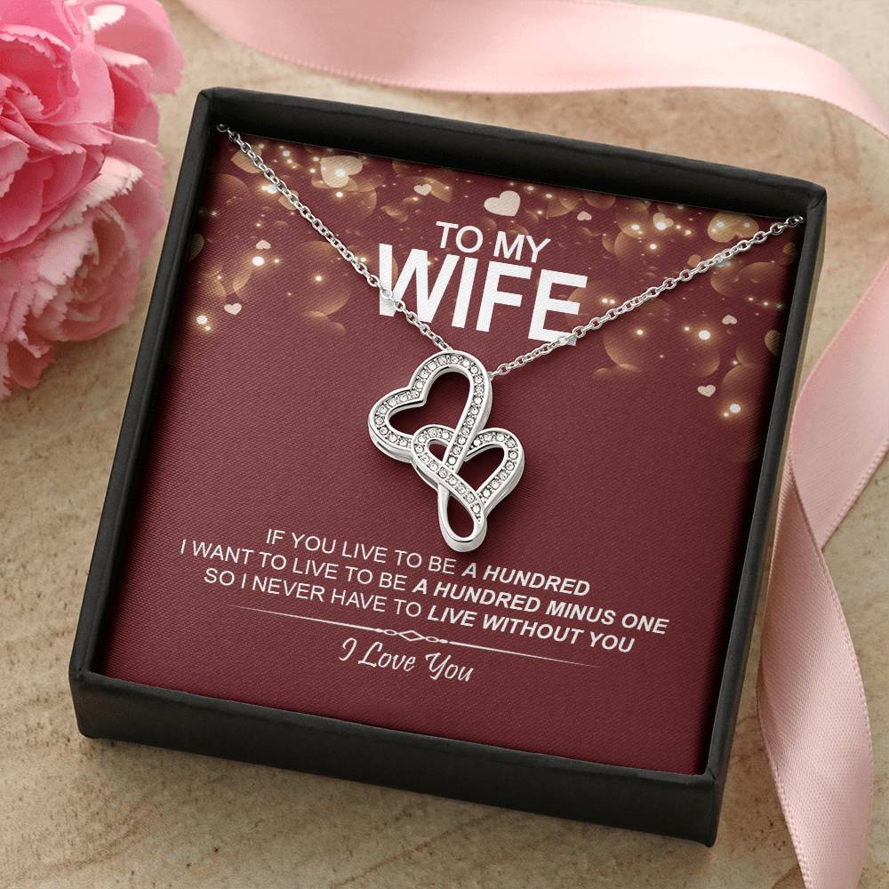 To My Wife - I Love You Message - Tmw04 Double Hearts Necklace