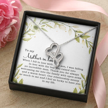 To My Mother In Law When I Fell In Love With Your Son  1 Double Hearts Necklace