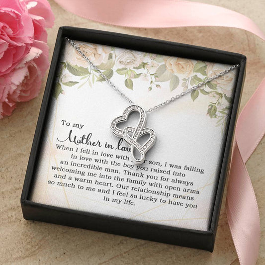 To My Mother In Law When I Fell In Love With Your Son  Double Hearts Necklace