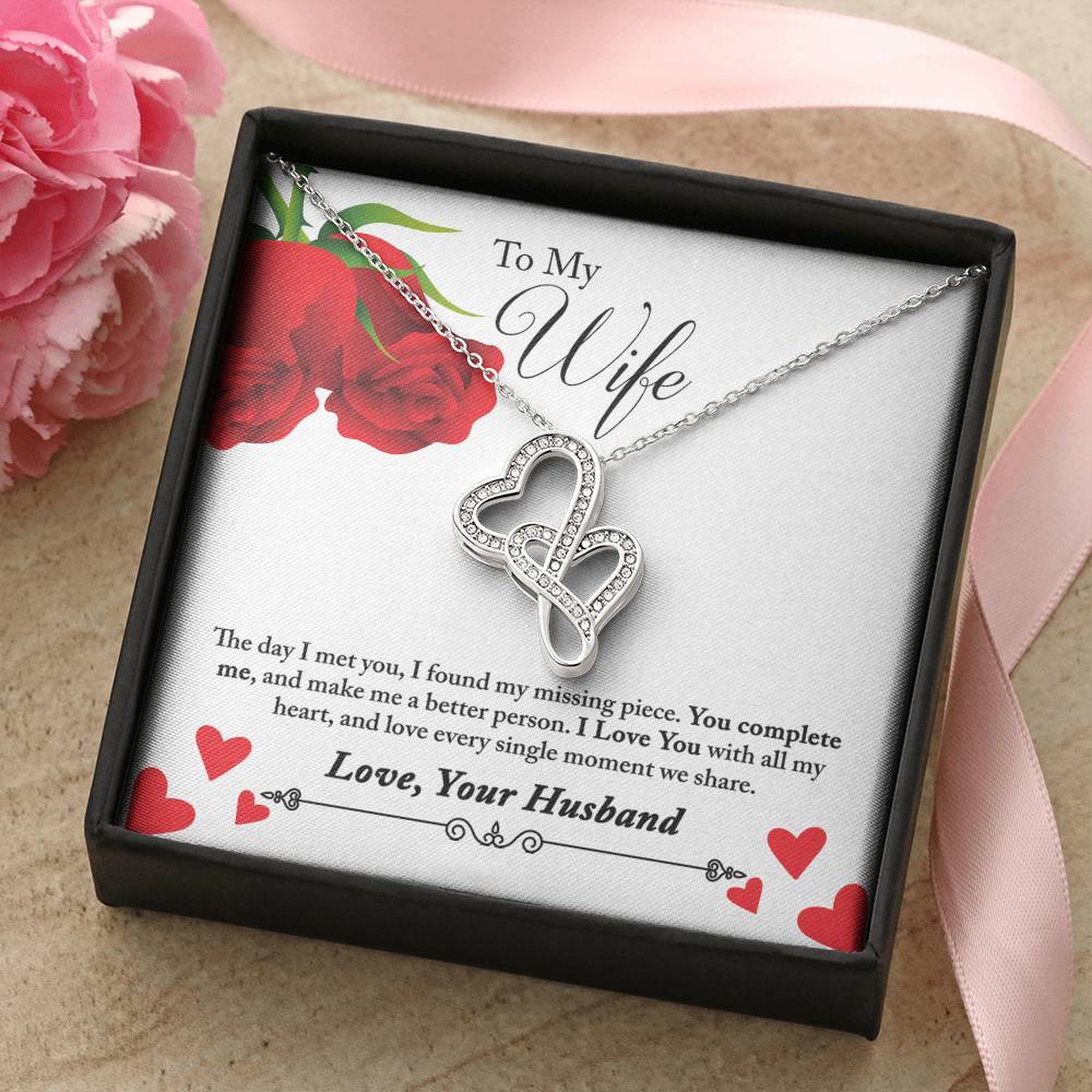 To My Wife  Double Hearts Necklace