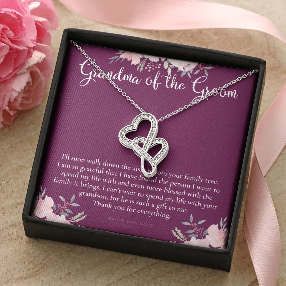 Grandmother Of The Groom Gift Necklace Grandma Wedding Gift Nana Bridal Shower Rehearsal Dinner Thank You Gift 1 Double Hearts Necklace