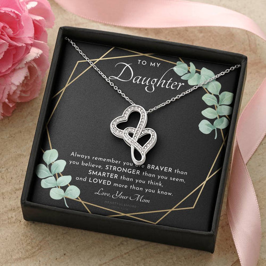 To My Daughter Always Remember Gift For Daughter From Mom Daughter Birthday Graduation Christmas Present 1 Double Hearts Necklace