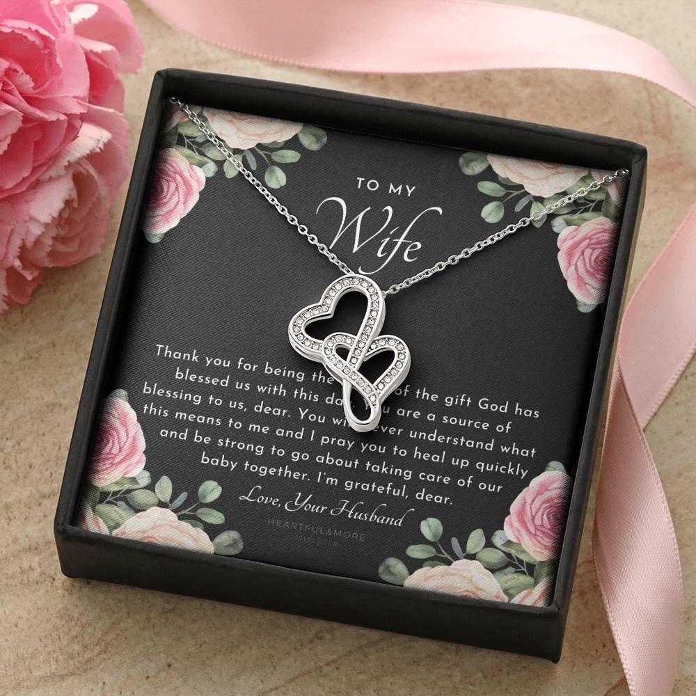 Postpartum Gift For Wife Gift For Wife Post Pregnancy Becoming A Mother Gift Gift For Wife Birth Wife After Pregnancy  1 Double Hearts Necklace