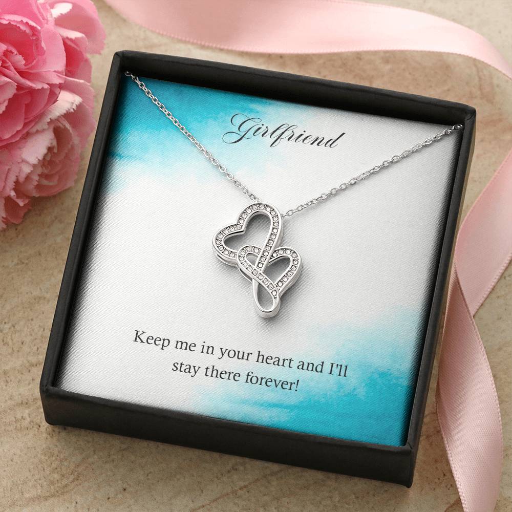 Girlfriend-Keep Me In Your Heart And I'll Stay There Forever! Double Hearts Necklace