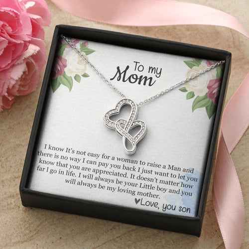 Mothers Day Necklace From Son To My Mom Necklace Gifts Double Hearts Pendant Jewelry Present With Message Card And Gif Double Hearts Necklace
