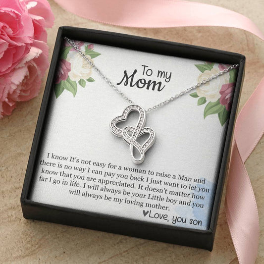 Mothers Day Necklace From Son To My Mom Necklace Gifts Double Hearts Pendant Jewelry Present With Message Card And Gif Double Hearts Necklace