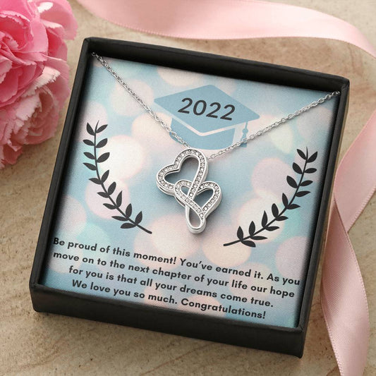 Graduation Double Heart Pendant Double Hearts Necklace