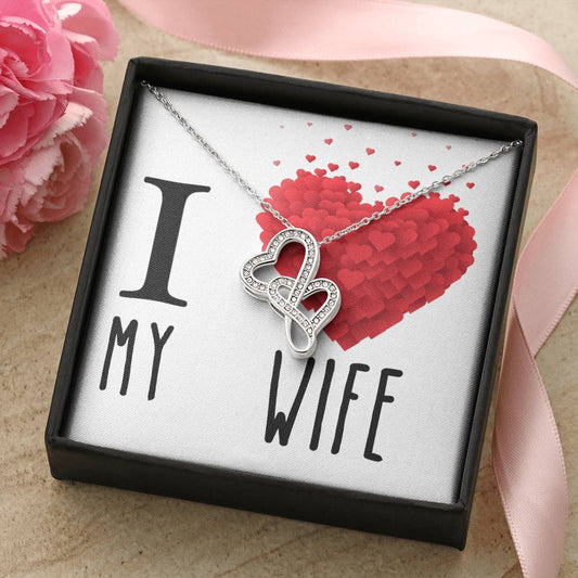 I Love My Wife Double Hearts Cz Necklace Valentines Day Or Birthday Heartfelt Keepsake Gift Double Hearts Necklace