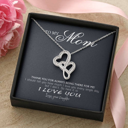 Perfect Gift For Mom Necklace - Mother's Day Gift For Mom Double Hearts Necklace