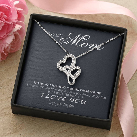 Perfect Gift For Mom Necklace - Mother's Day Gift For Mom Double Hearts Necklace