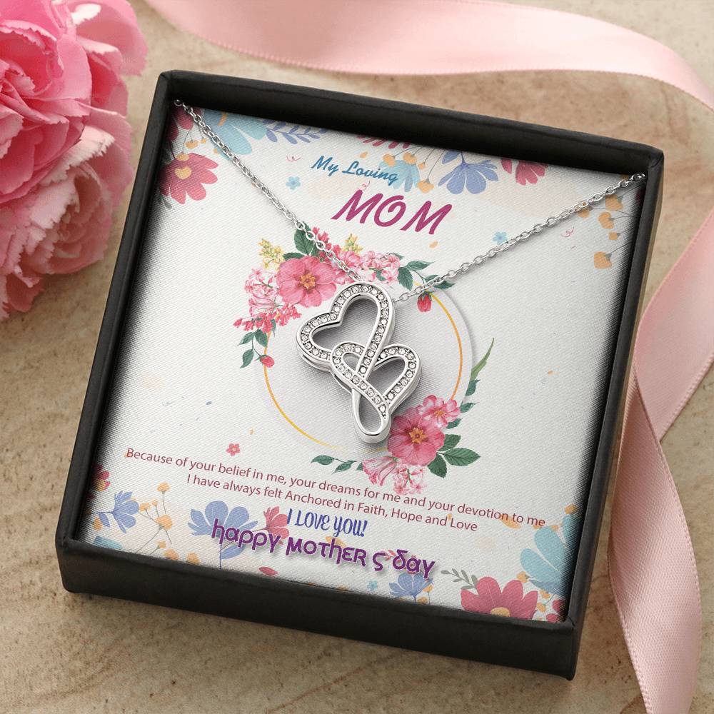To My Mom Double Hearts Necklace