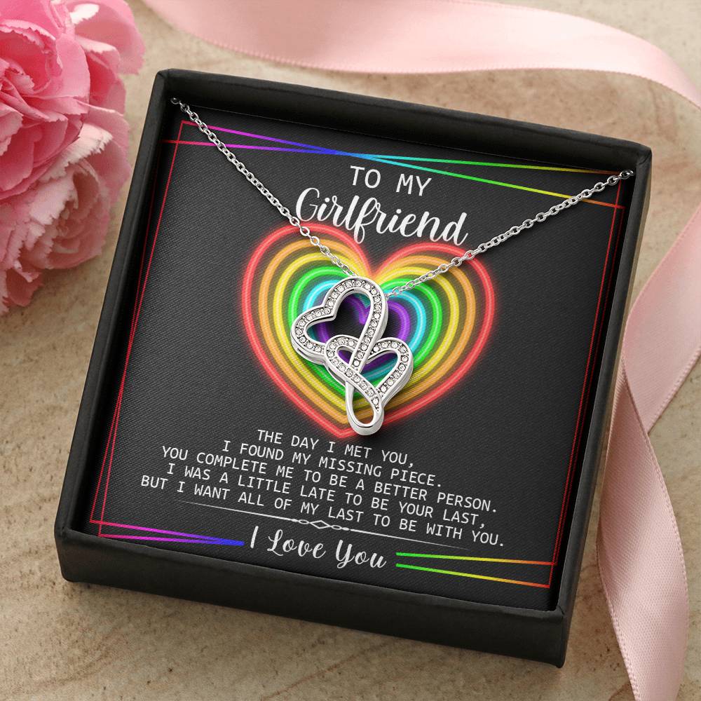 To My Girlfriend - I Love You Message - Tmgf06 Double Hearts Necklace