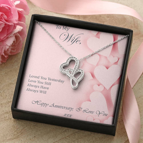 To My Wife - Happy Anniversary Double Hearts Necklace